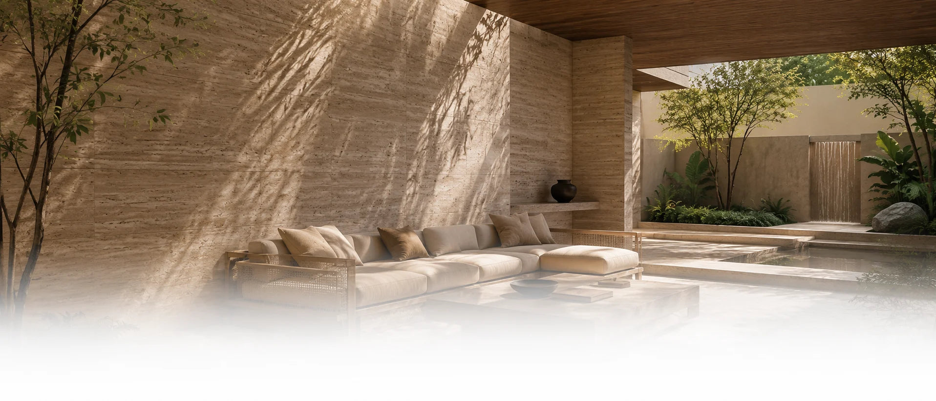Tivoni-style flexible stone courtyard lounge