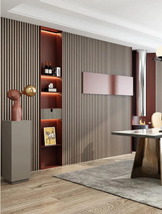 Wood Lattice Stone flexible stone wall cladding project