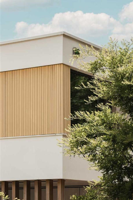 Wood Lattice Stone flexible stone wall cladding project