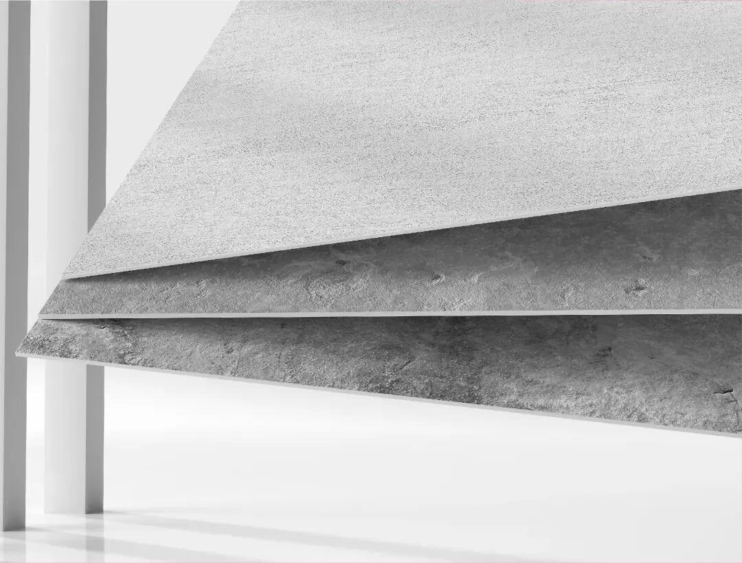 Layered lightweight mineral material detail