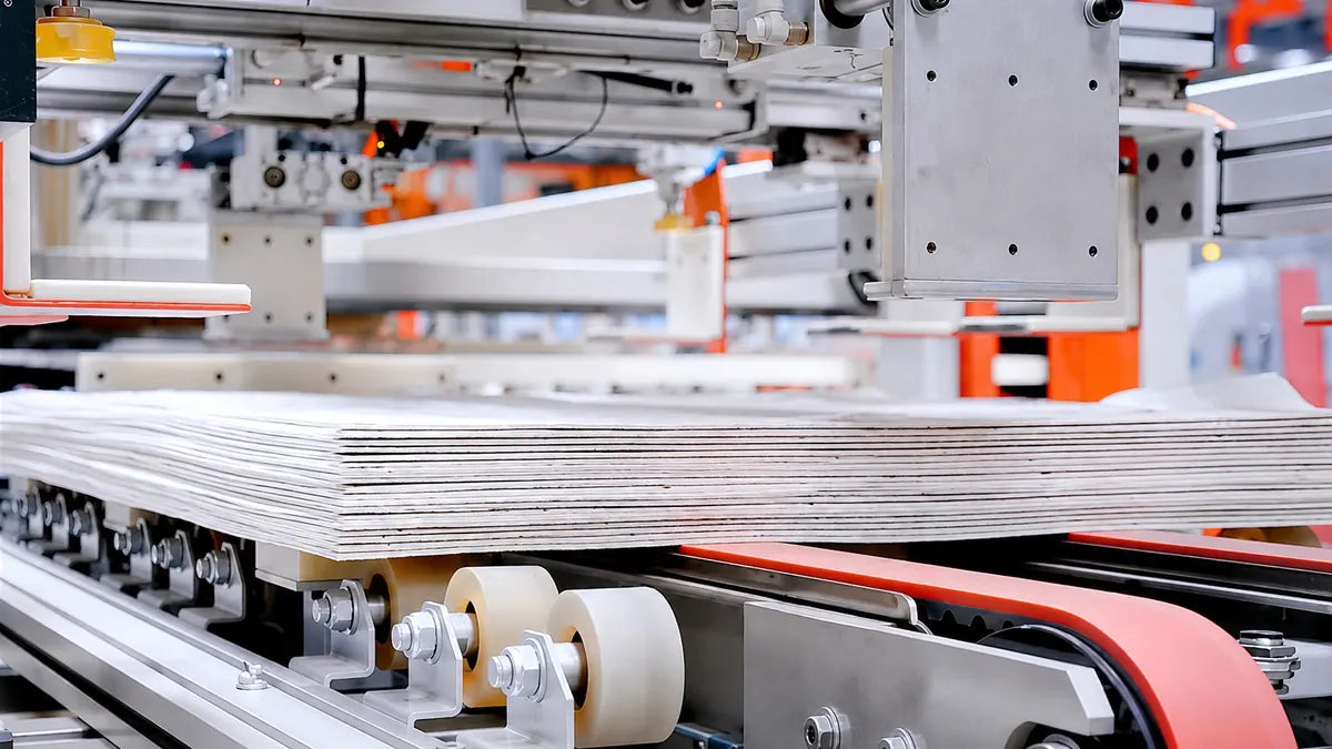 Automated factory equipment close-up